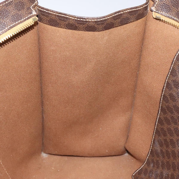 CELINE Macadam Canvas Tote Bag PVC Leather Brown Gold Auth bs24200
