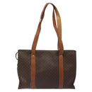 CELINE Macadam Canvas Tote Bag PVC Leather Brown Gold Auth bs24200-2
