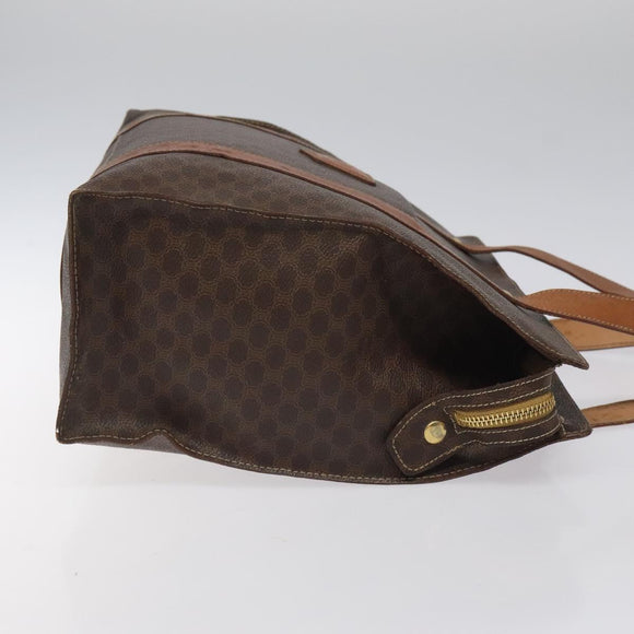 CELINE Macadam Canvas Tote Bag PVC Leather Brown Gold Auth bs24200