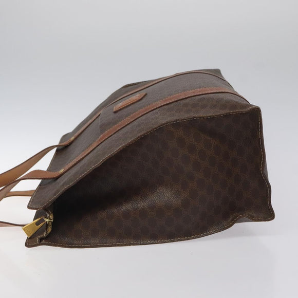 CELINE Macadam Canvas Tote Bag PVC Leather Brown Gold Auth bs24200