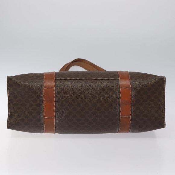 CELINE Macadam Canvas Tote Bag PVC Leather Brown Gold Auth bs24200