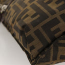 FENDI Zucca Canvas Shoulder Bag Black Brown Silver Auth bs24205-14