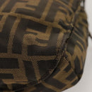 FENDI Zucca Canvas Shoulder Bag Black Brown Silver Auth bs24205-16