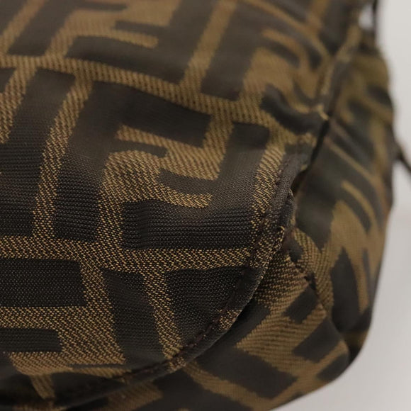 FENDI Zucca Canvas Shoulder Bag Black Brown Silver Auth bs24205