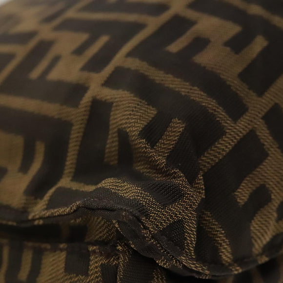 FENDI Zucca Canvas Shoulder Bag Black Brown Silver Auth bs24205