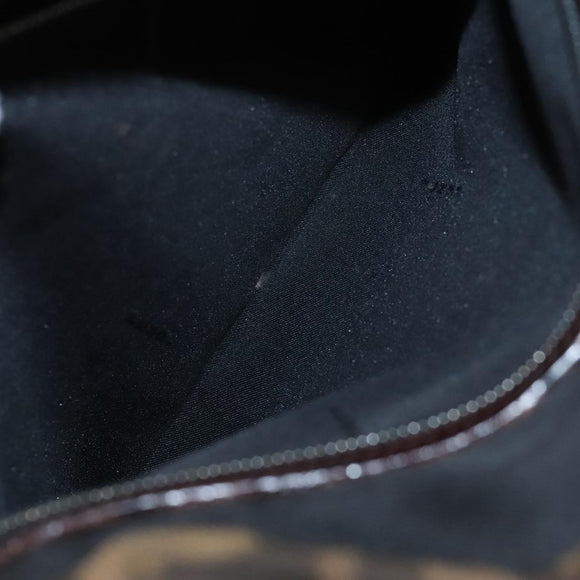 FENDI Zucca Canvas Shoulder Bag Black Brown Silver Auth bs24205