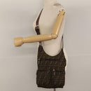FENDI Zucca Canvas Shoulder Bag Black Brown Silver Auth bs24205-24