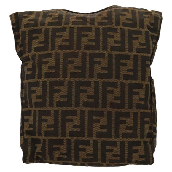 FENDI Zucca Canvas Shoulder Bag Black Brown Silver Auth bs24205