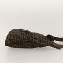 FENDI Zucca Canvas Shoulder Bag Black Brown Silver Auth bs24205-3