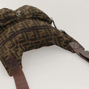FENDI Zucca Canvas Shoulder Bag Black Brown Silver Auth bs24205-6