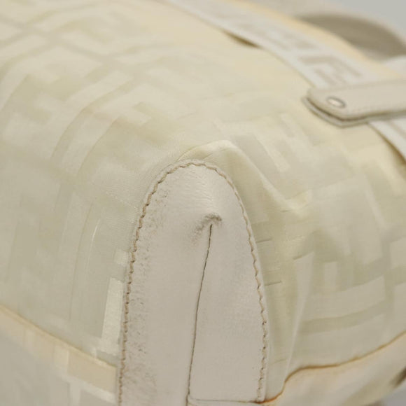 FENDI Hand Bag Nylon White Silver Auth bs24206