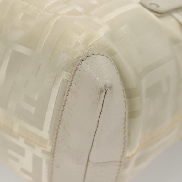 FENDI Hand Bag Nylon White Silver Auth bs24206