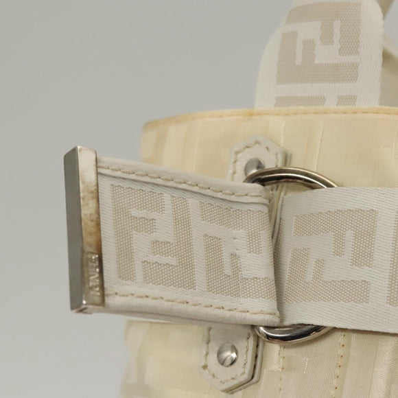 FENDI Hand Bag Nylon White Silver Auth bs24206