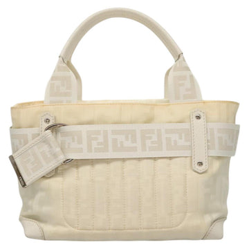 FENDI Hand Bag Nylon White Silver Auth bs24206 - 0