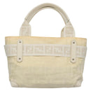 FENDI Hand Bag Nylon White Silver Auth bs24206-3