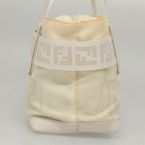 FENDI Hand Bag Nylon White Silver Auth bs24206