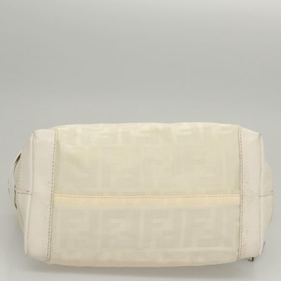 FENDI Hand Bag Nylon White Silver Auth bs24206