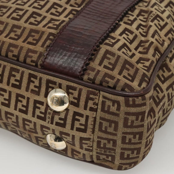 FENDI Zucchino Canvas Tote Bag Beige Gold Auth bs24207