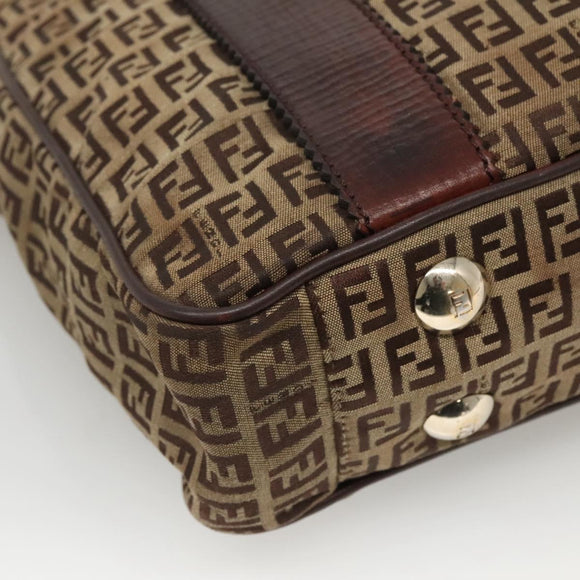 FENDI Zucchino Canvas Tote Bag Beige Gold Auth bs24207
