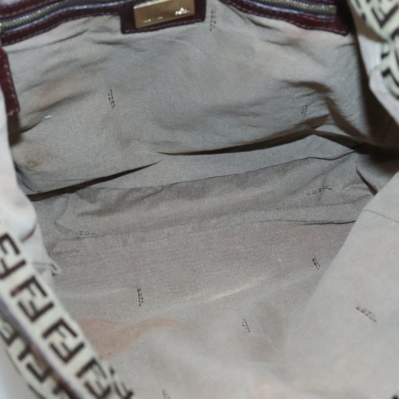 FENDI Zucchino Canvas Tote Bag Beige Gold Auth bs24207