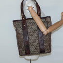 FENDI Zucchino Canvas Tote Bag Beige Gold Auth bs24207-19