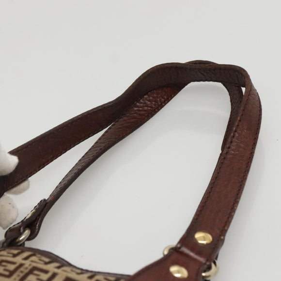 FENDI Zucchino Canvas Tote Bag Beige Gold Auth bs24207