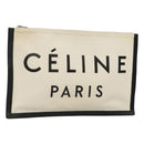 CELINE Clutch Bag Canvas White Black Auth bs24215-1