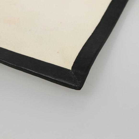 CELINE Clutch Bag Canvas White Black Auth bs24215