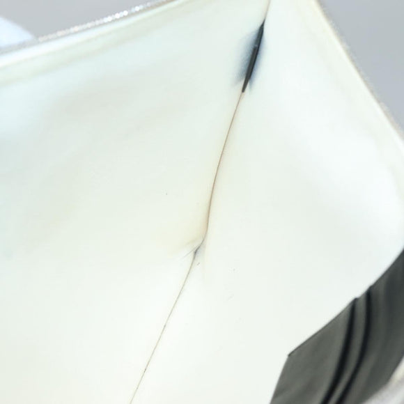 CELINE Clutch Bag Canvas White Black Auth bs24215