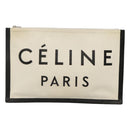 CELINE Clutch Bag Canvas White Black Auth bs24215-2