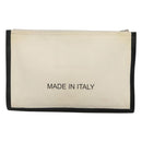 CELINE Clutch Bag Canvas White Black Auth bs24215-3