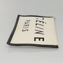 CELINE Clutch Bag Canvas White Black Auth bs24215-4