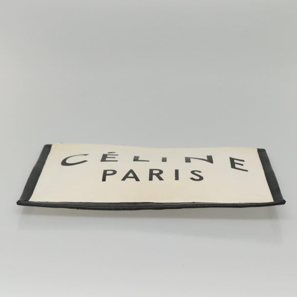CELINE Clutch Bag Canvas White Black Auth bs24215