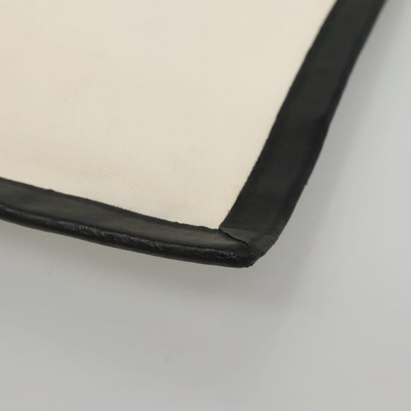 CELINE Clutch Bag Canvas White Black Auth bs24215