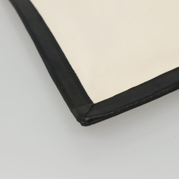 CELINE Clutch Bag Canvas White Black Auth bs24215