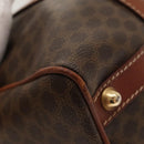 CELINE Macadam Canvas Boston Bag PVC Leather Brown Gold Auth bs24216-14
