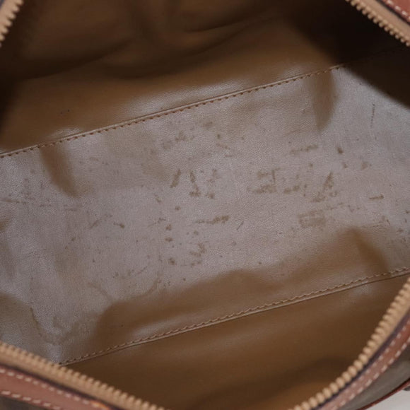 CELINE Macadam Canvas Boston Bag PVC Leather Brown Gold Auth bs24216