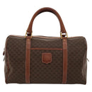 CELINE Macadam Canvas Boston Bag PVC Leather Brown Gold Auth bs24216-13