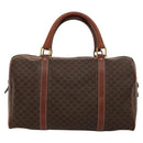 CELINE Macadam Canvas Boston Bag PVC Leather Brown Gold Auth bs24216-2
