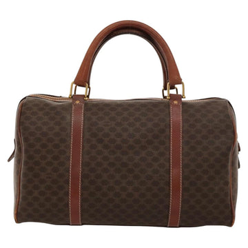 CELINE Macadam Canvas Boston Bag PVC Leather Brown Gold Auth bs24216 - 0