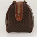 CELINE Macadam Canvas Boston Bag PVC Leather Brown Gold Auth bs24216-4