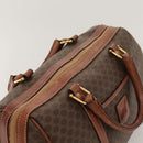 CELINE Macadam Canvas Boston Bag PVC Leather Brown Gold Auth bs24216-6