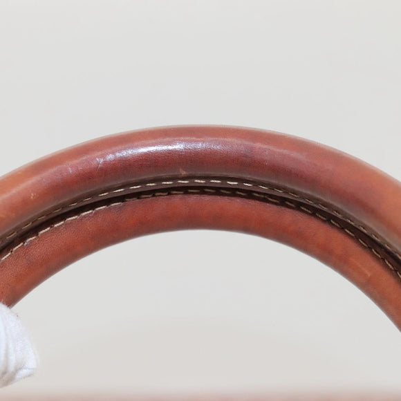 CELINE Macadam Canvas Boston Bag PVC Leather Brown Gold Auth bs24216