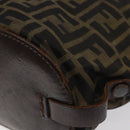 FENDI Zucca Canvas Hand Bag Black Brown Silver Auth bs24219-9