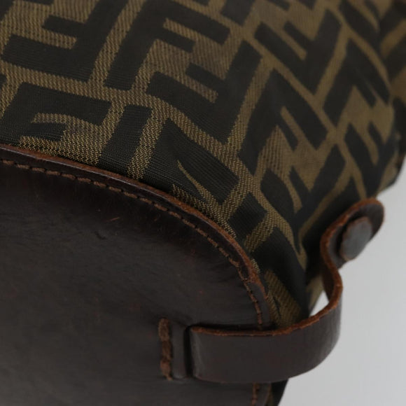 FENDI Zucca Canvas Hand Bag Black Brown Silver Auth bs24219