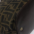 FENDI Zucca Canvas Hand Bag Black Brown Silver Auth bs24219-14