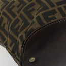 FENDI Zucca Canvas Hand Bag Black Brown Silver Auth bs24219-14