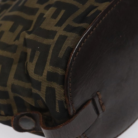 FENDI Zucca Canvas Hand Bag Black Brown Silver Auth bs24219