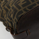 FENDI Zucca Canvas Hand Bag Black Brown Silver Auth bs24219-16