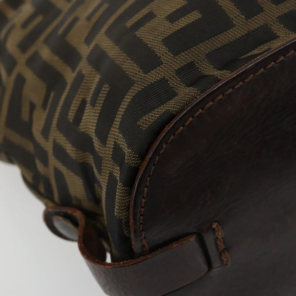 FENDI Zucca Canvas Hand Bag Black Brown Silver Auth bs24219